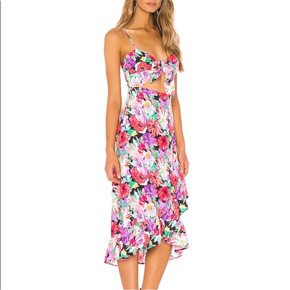 Clinton Midi Dress in Barbara Floral Floral Pink Women's Dress - Picture 2 of 5